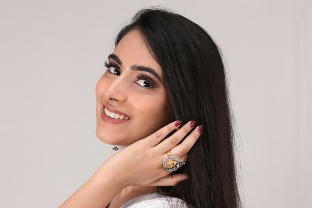 Gold chain necklace portrait